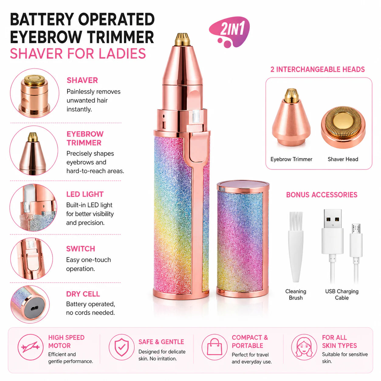 2-in-1 USB Rechargeable Eyebrow Trimmer