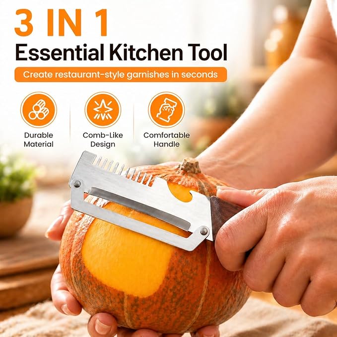 1 Multifunctional Peeler Knife with Bottle Opener & Wooden Handle