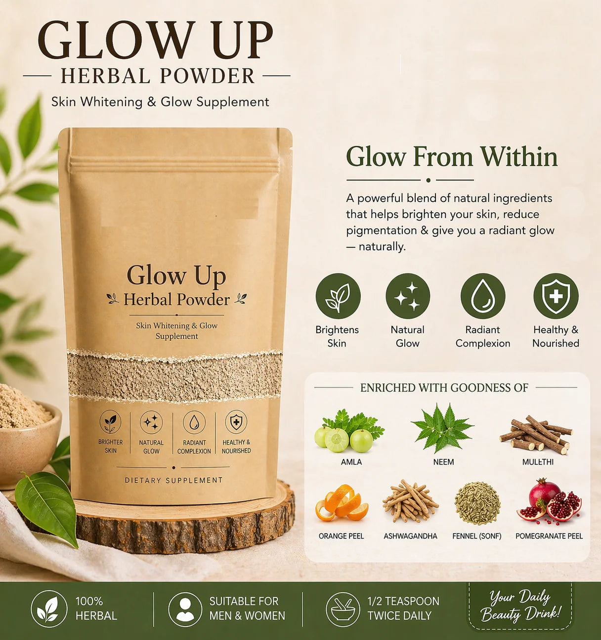 Glow up Herbal Powder