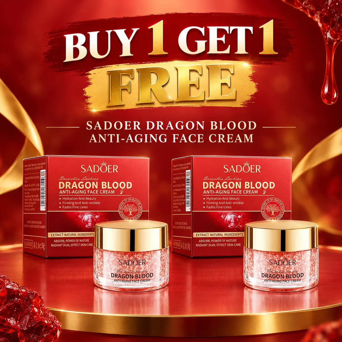 Buy 1 Get 1  Free SADOER Dragon Blood Anti-Aging Face Cream (50g)