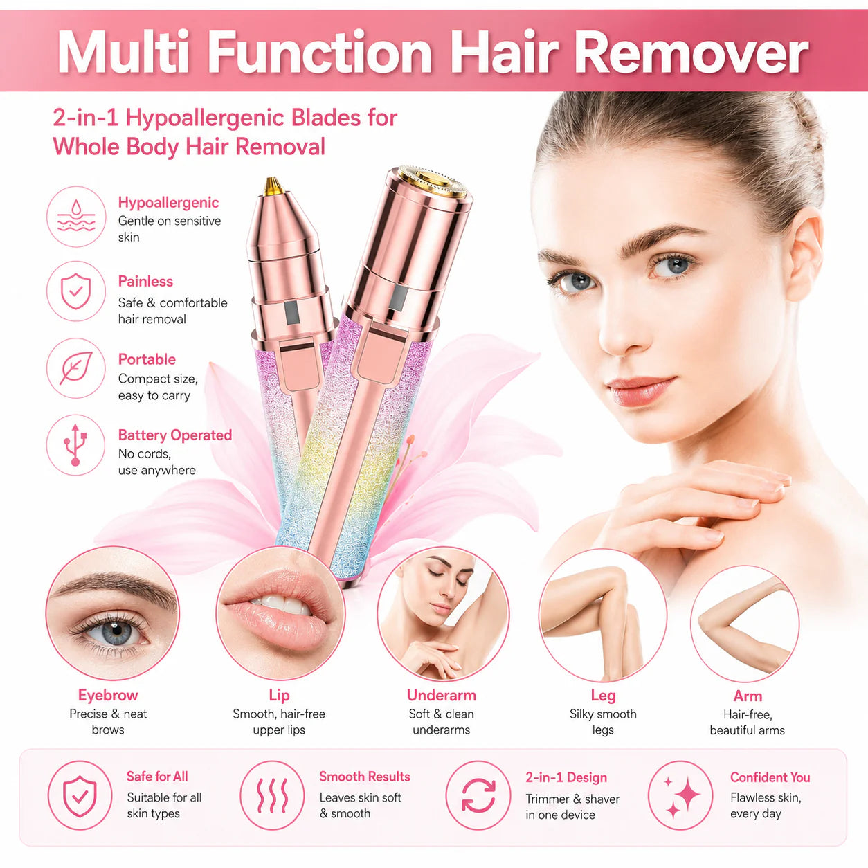2-in-1 USB Rechargeable Eyebrow Trimmer