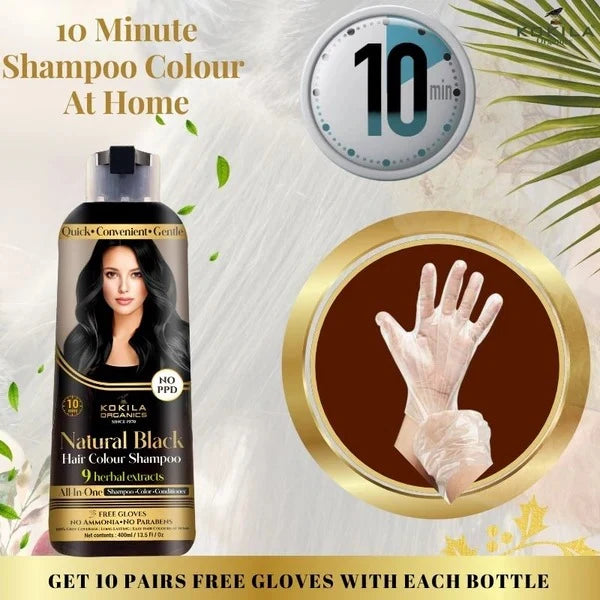 Kokila NO PPD Shampoo Hair Colour - Natural Black for Women and Men