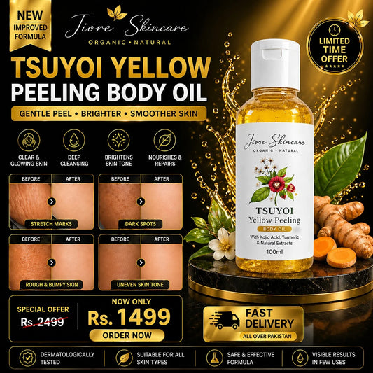 Jiore Tsuyoi Yellow Peel Body Oil – Skin Renewal & Brightening Formula